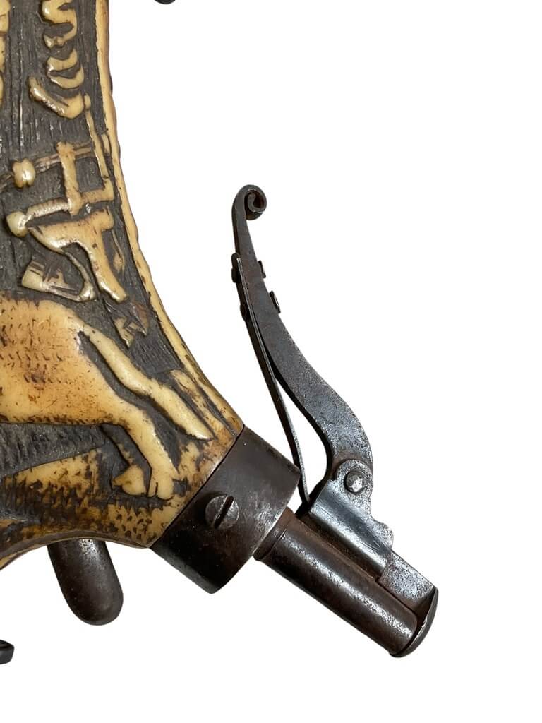 Antique Powder Horn With Engraving From Antler Antique Powder Horn With Engraving From Antler