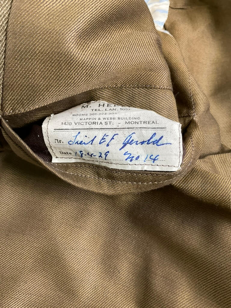 Canadian Army Officers Service Dress Named Dated 1929 Canadian Army Officers Service Dress Named Dated 1929