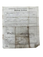 WW1 Canadian CEF Discharge Certificate CAMC Staff Sergeant Barker