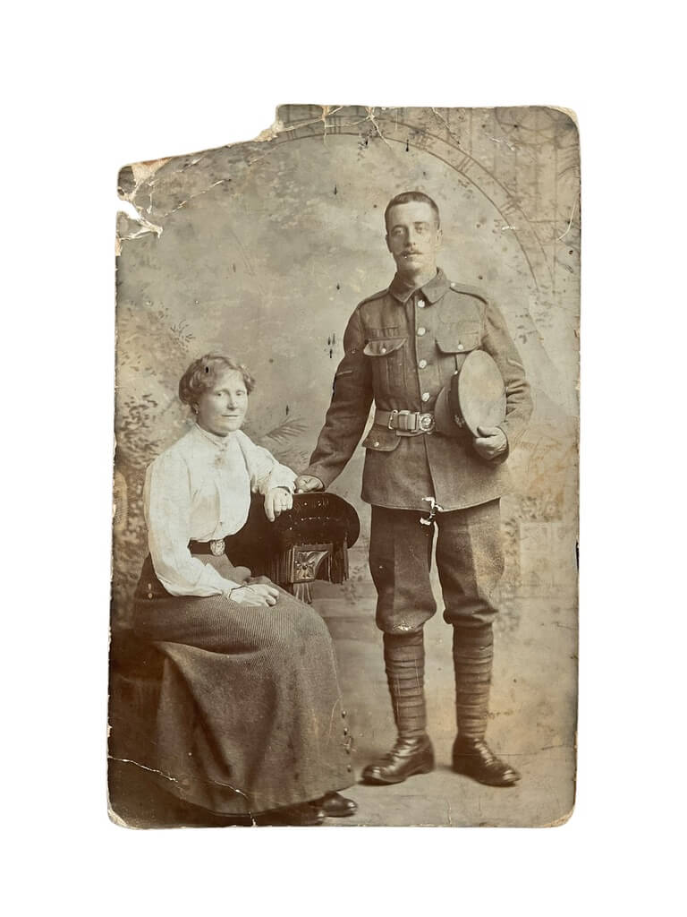 WW1 British BEF Soldier With Wife 5 1/2" X 3 1/2" Postcard WW1 British BEF Soldier With Wife 5 1/2" X 3 1/2" Postcard