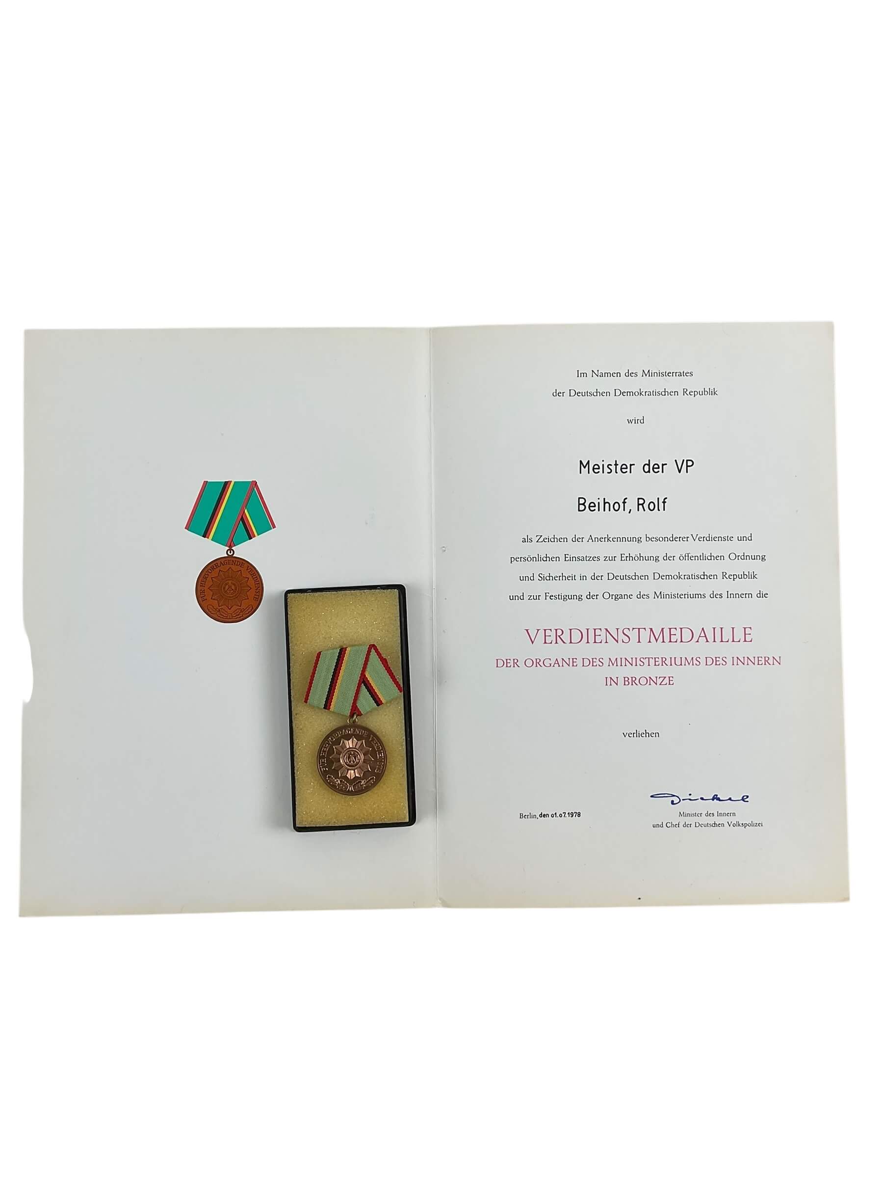 East German Police Officers Medal Group Lot X 10 With Documents East German Police Officers Medal Group Lot X 10 With Documents