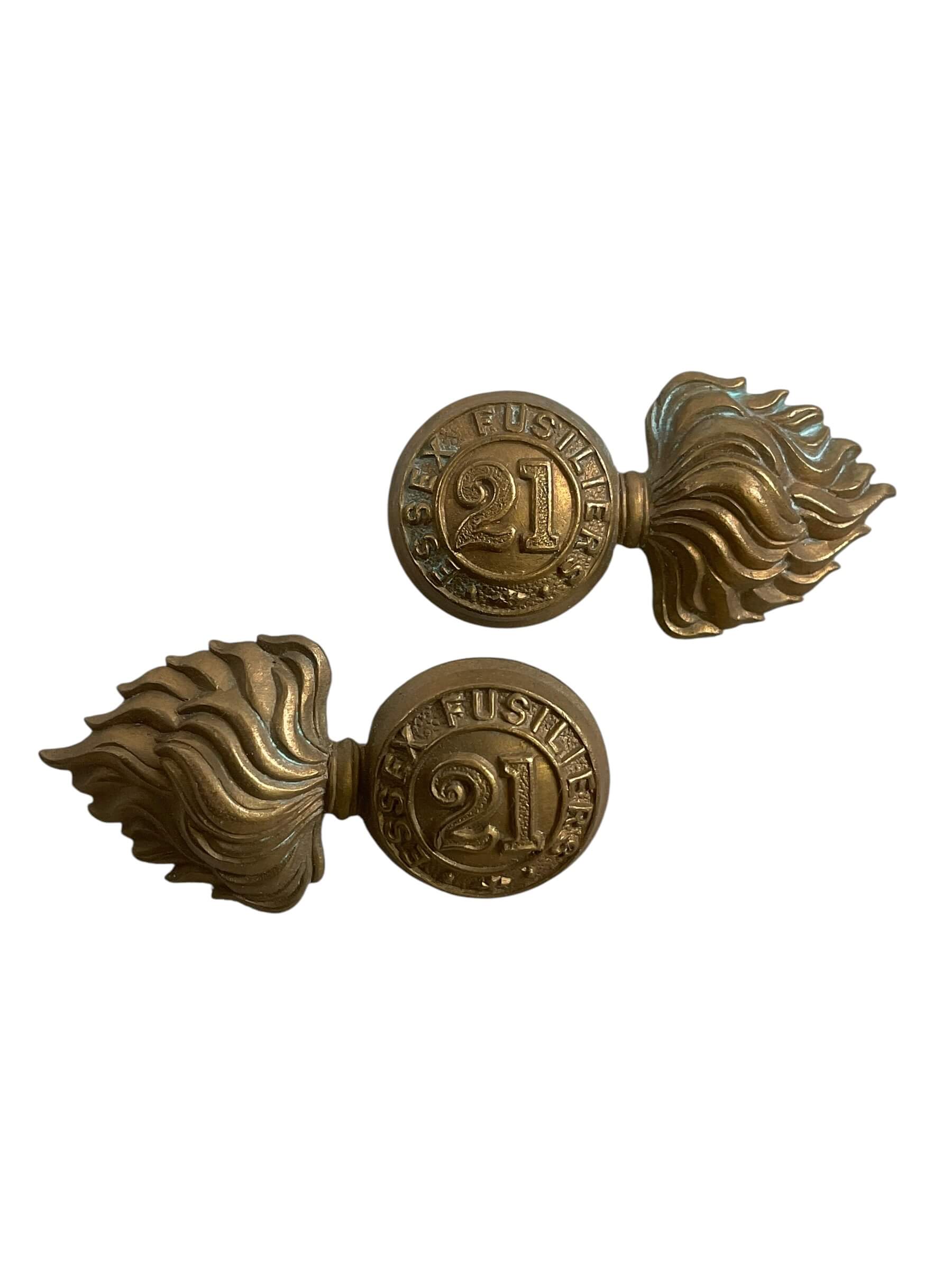 Canadian 21st Essex Fusiliers Collars Insignia Pair Canadian 21st Essex Fusiliers Collars Insignia Pair