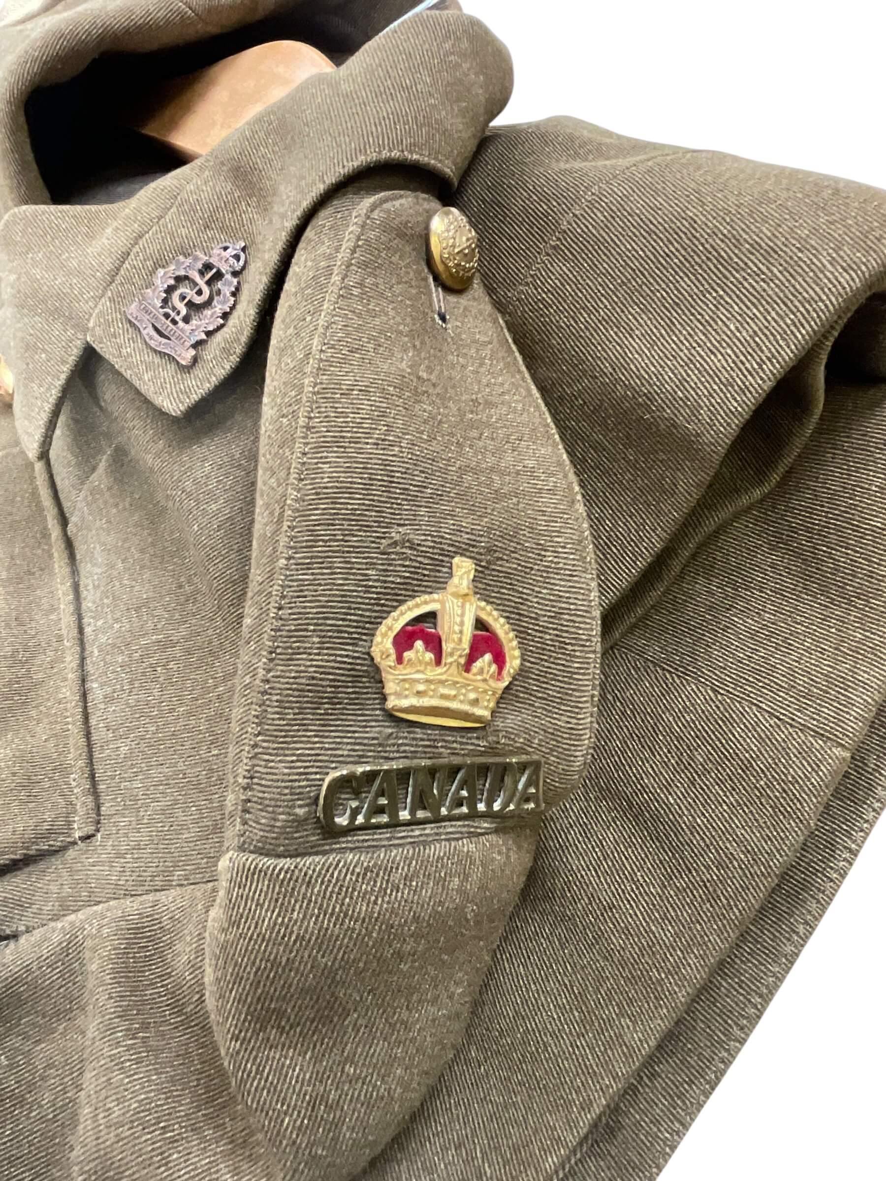 WW2 Canadian RCAMC Officers 4 Pocket Named Service Dress Jacket WW2 Canadian RCAMC Officers 4 Pocket Named Service Dress Jacket