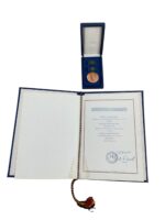 East German GDR Artur Becker Full Size Medal With Ribbon Bar and Document