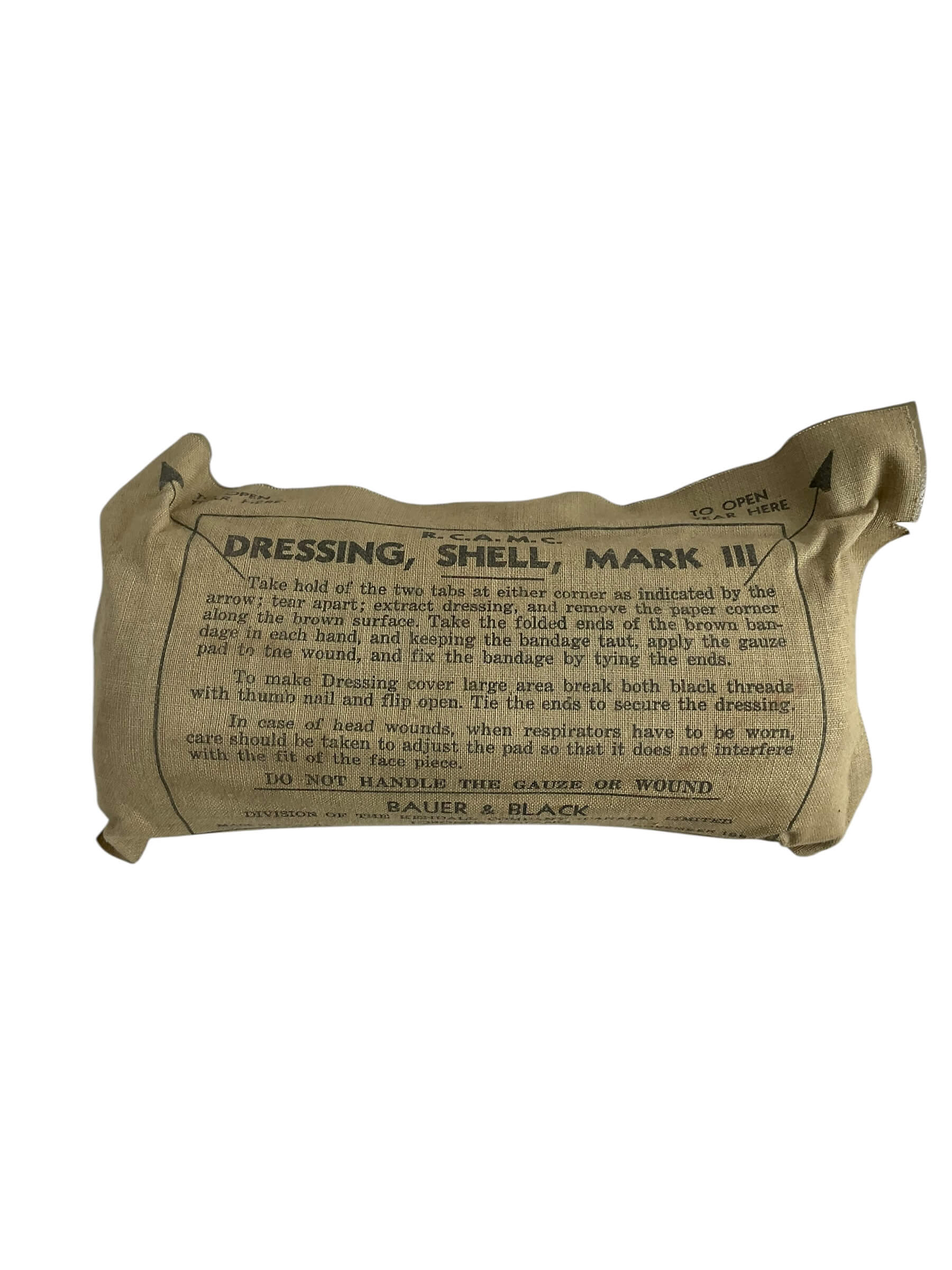 Canadian Army Korean War RCAMC Large Shell Dressing Canadian Army Korean War RCAMC Large Shell Dressing