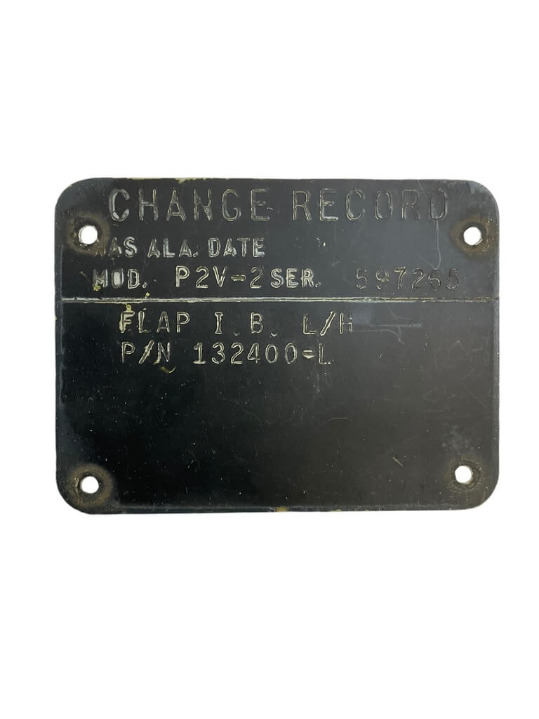 US USAAF Change Record Aircraft Data Plate US USAAF Change Record Aircraft Data Plate