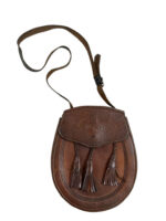 WW2 Canadian Irish Regiment of Canada Brown Leather Sporran With 3 Tassels and Strap