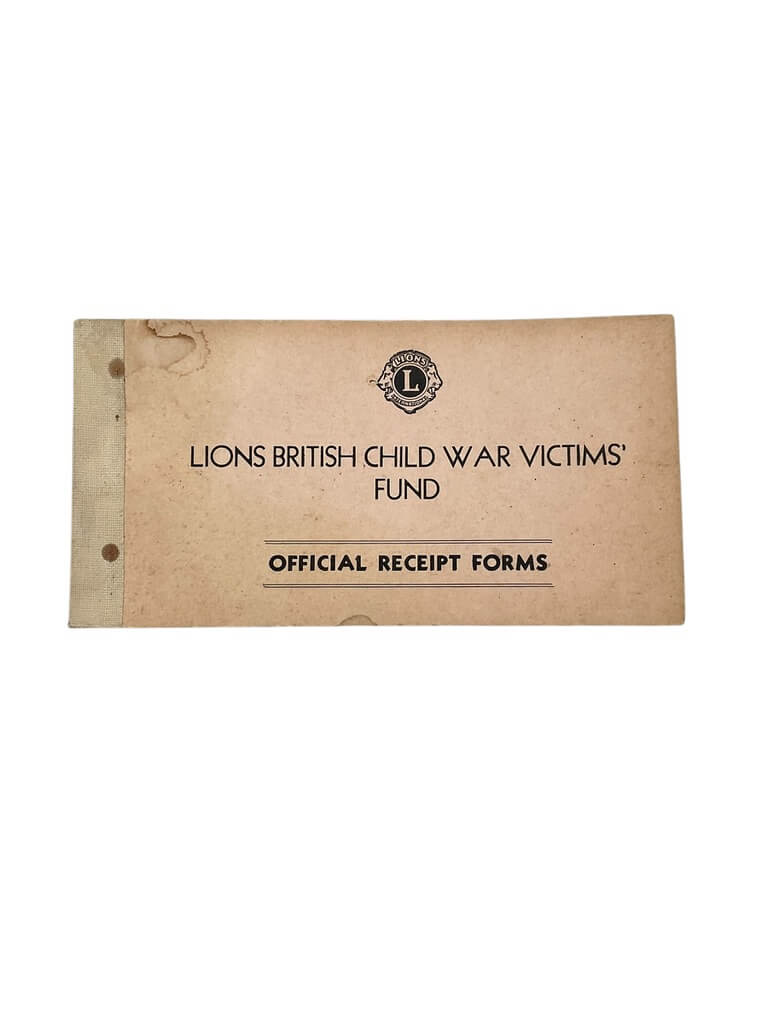 WW2 Canadian Lions British Child War Victims' Fund Official Receipt Forms Booklet WW2 Canadian Lions British Child War Victims' Fund Official Receipt Forms Booklet