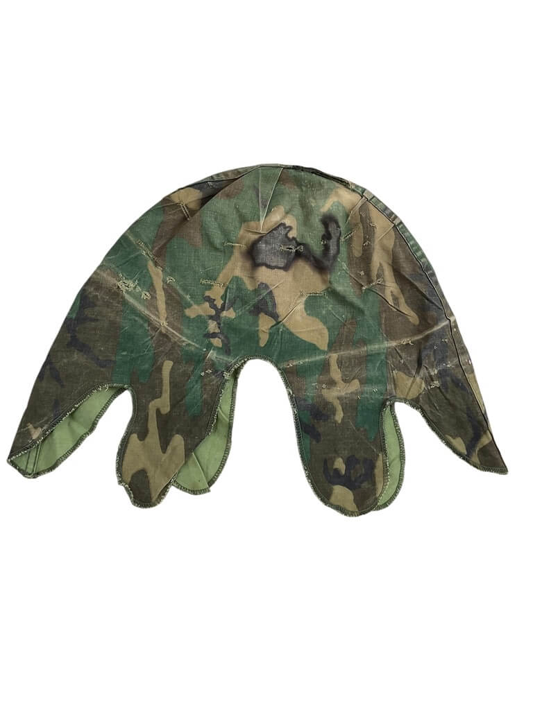 US Army M1 Camouflage Helmet Cover Dated 1977 US Army M1 Camouflage Helmet Cover Dated 1977