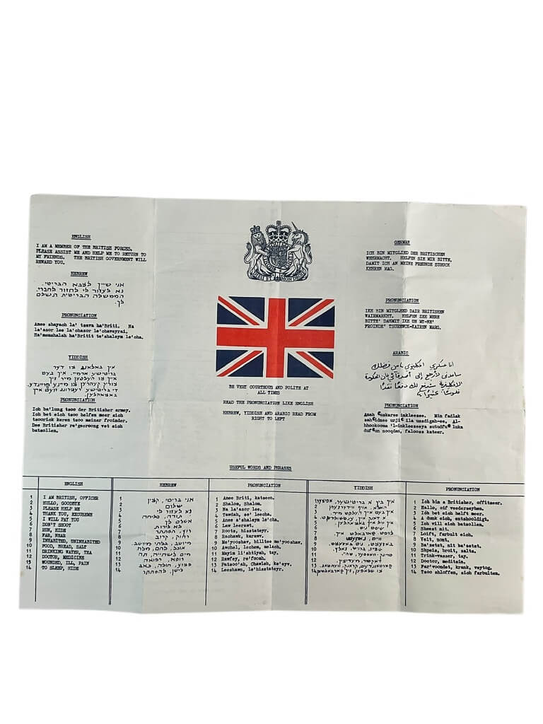 British RAF Paper Blood Chit British RAF Paper Blood Chit
