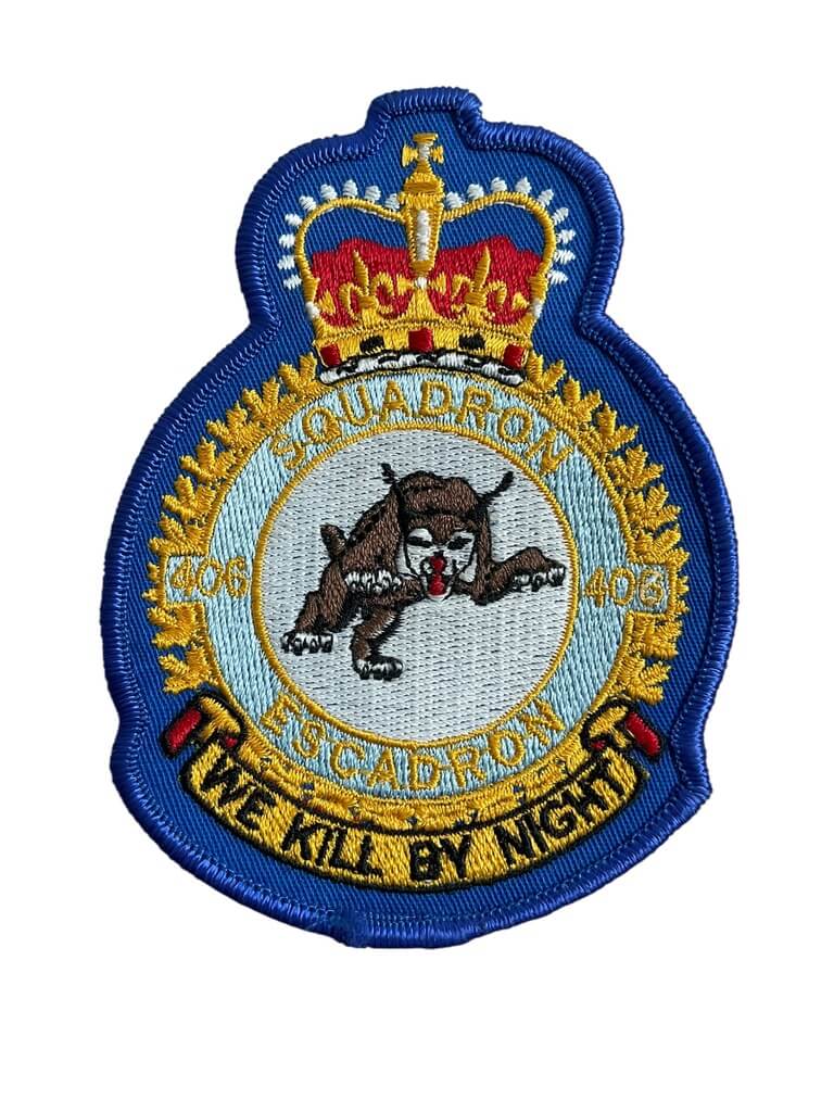 Canadian RCAF 406 Squadron Heraldic Crest Patch Vintage Canadian RCAF 406 Squadron Heraldic Crest Patch Vintage