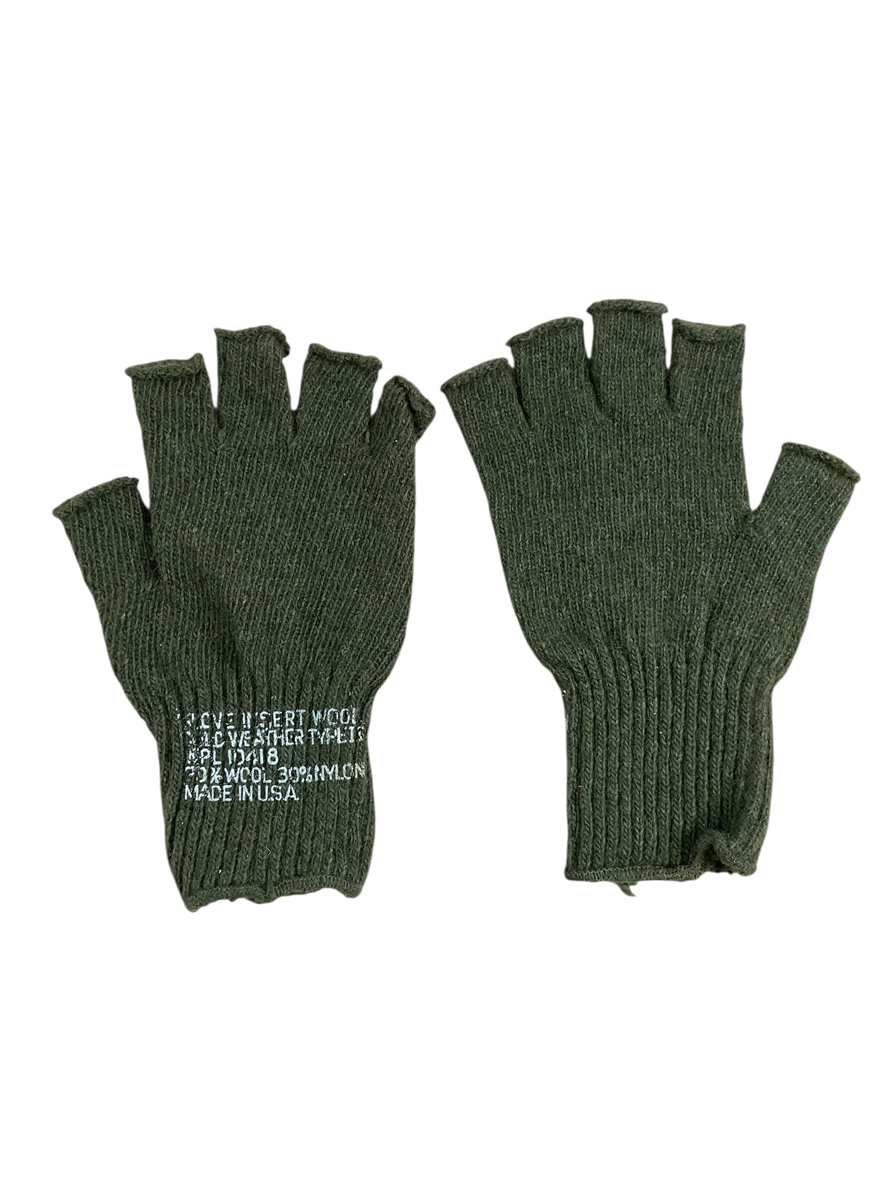 US Army Wool Glove Inserts OD Green Fingerless US Army Wool Glove Inserts OD Green Fingerless