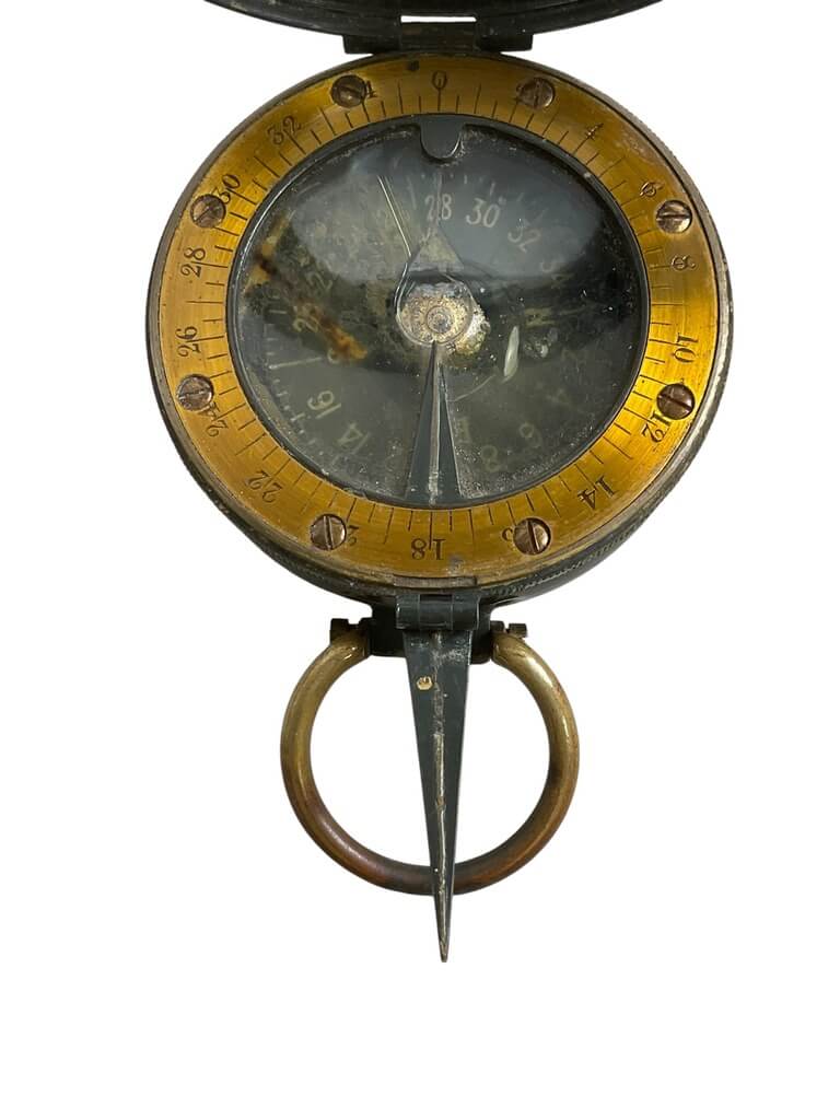 WW1 British BEF Private Purchase Marching Compass With Leather Pouch WW1 British BEF Private Purchase Marching Compass With Leather Pouch