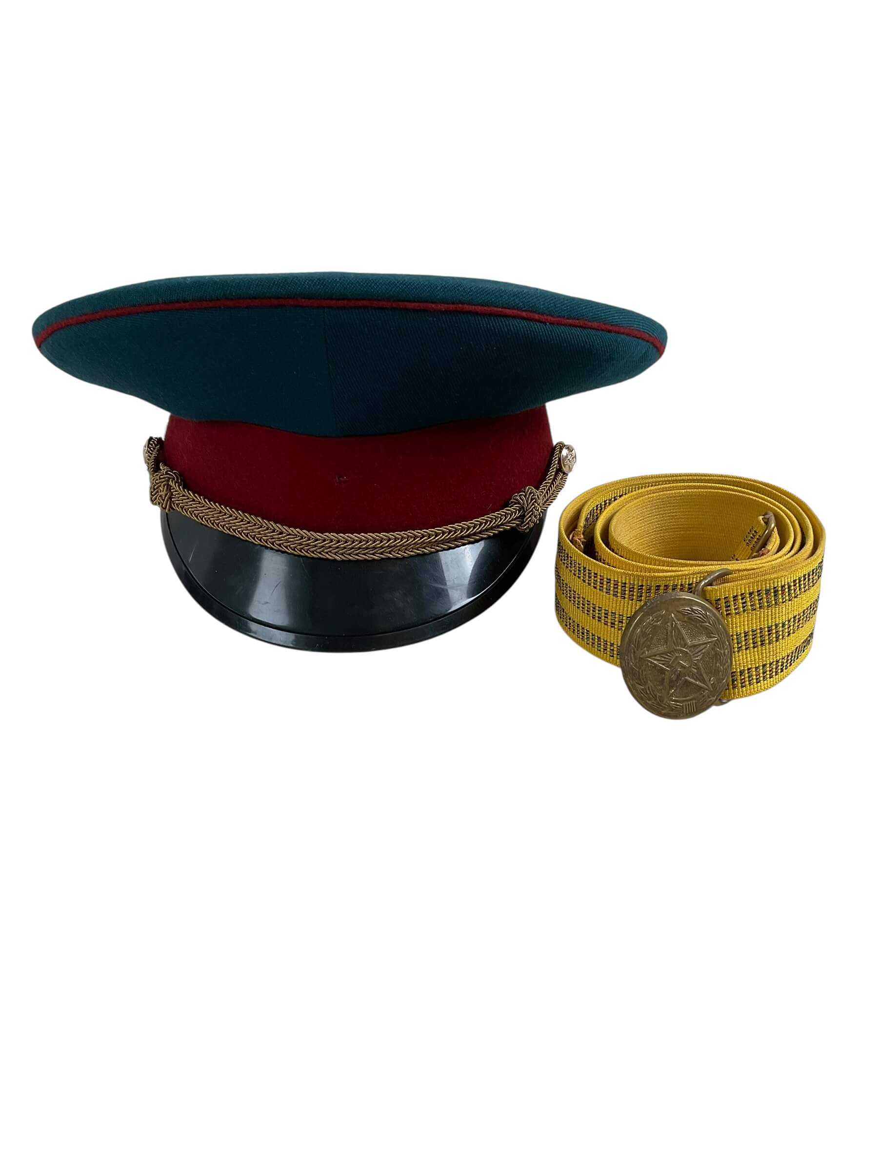Russian Soviet Officers Peak Cap Hat Size 54 With Dress Belt Russian Soviet Officers Peak Cap Hat Size 54 With Dress Belt