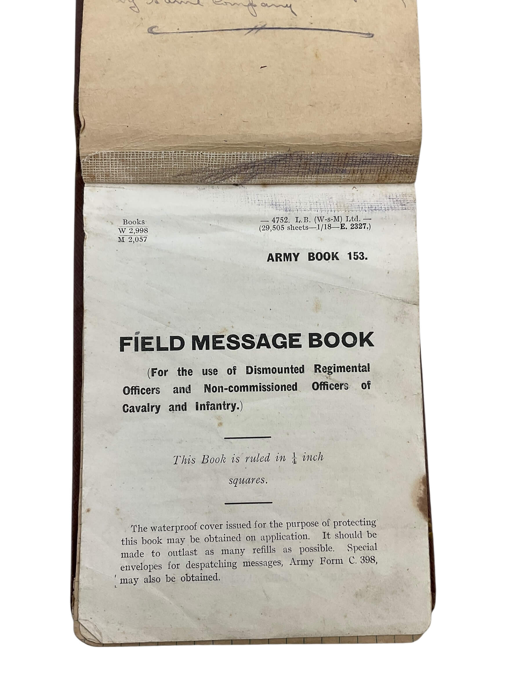 WW1 Canadian CEF Army Book 153 Field Message Pad WW1 Canadian CEF Army Book 153 Field Message Pad