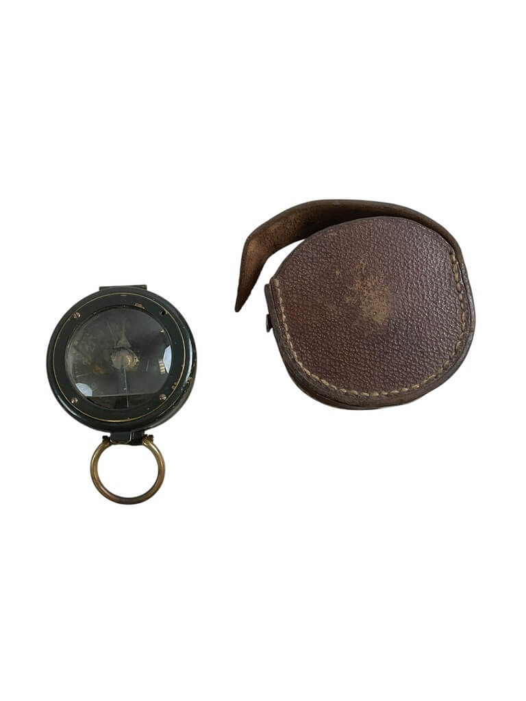 WW1 British BEF Private Purchase Marching Compass With Leather Pouch WW1 British BEF Private Purchase Marching Compass With Leather Pouch