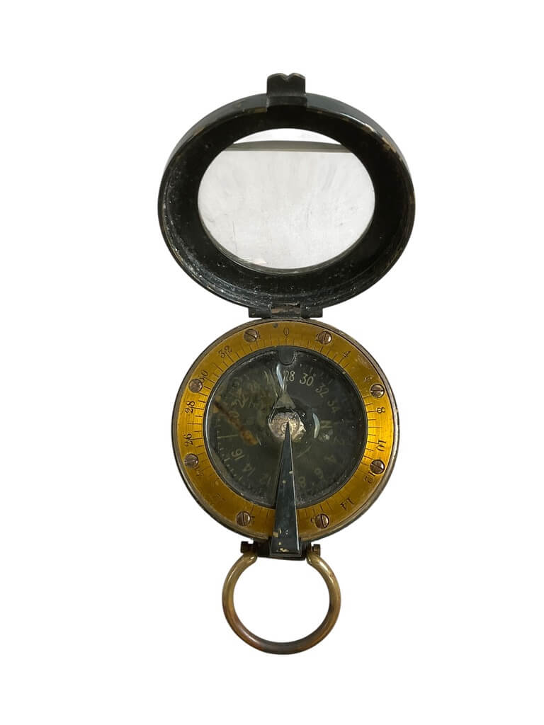 WW1 British BEF Private Purchase Marching Compass With Leather Pouch WW1 British BEF Private Purchase Marching Compass With Leather Pouch