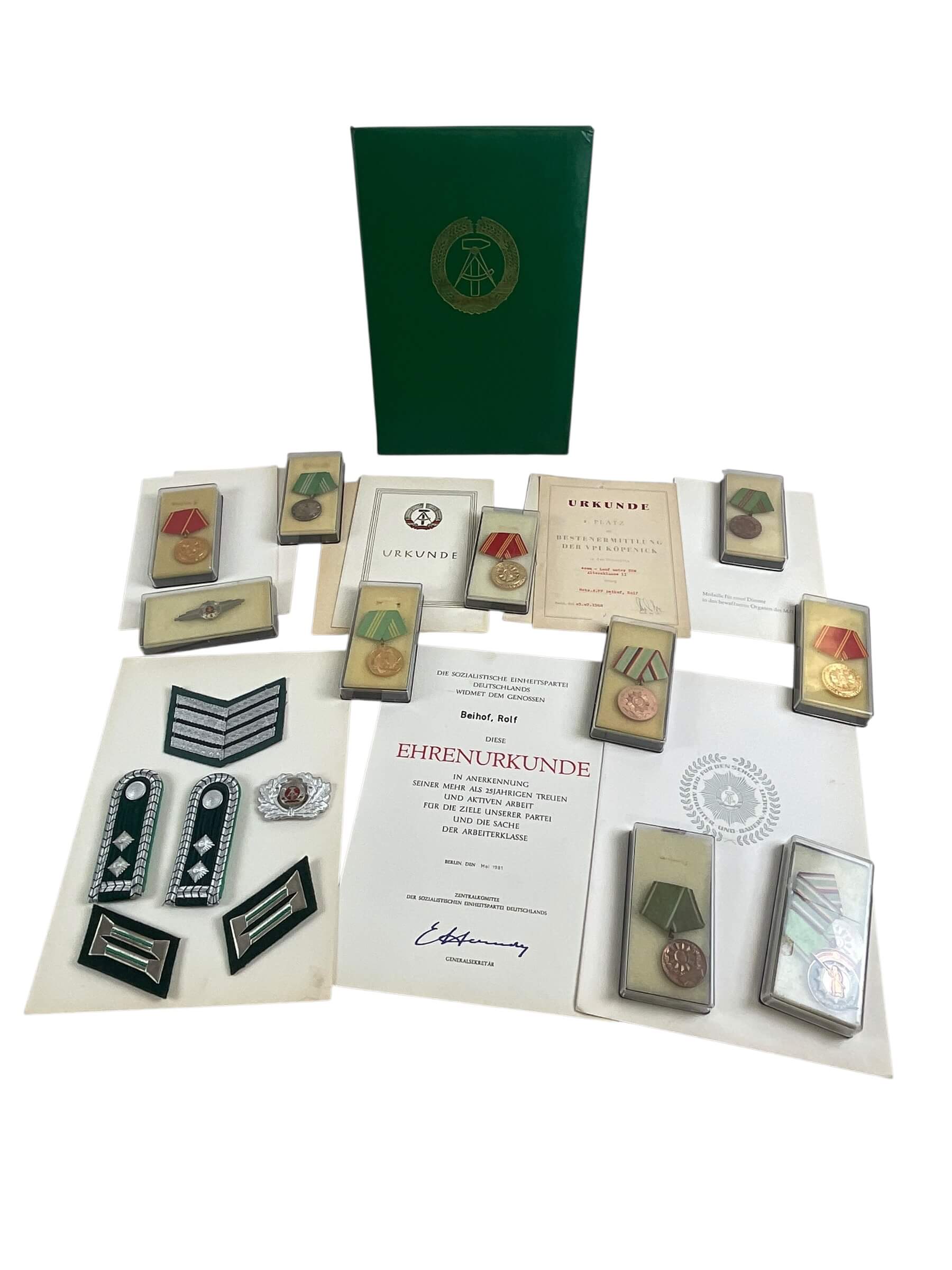 East German Police Officers Medal Group Lot X 10 With Documents East German Police Officers Medal Group Lot X 10 With Documents