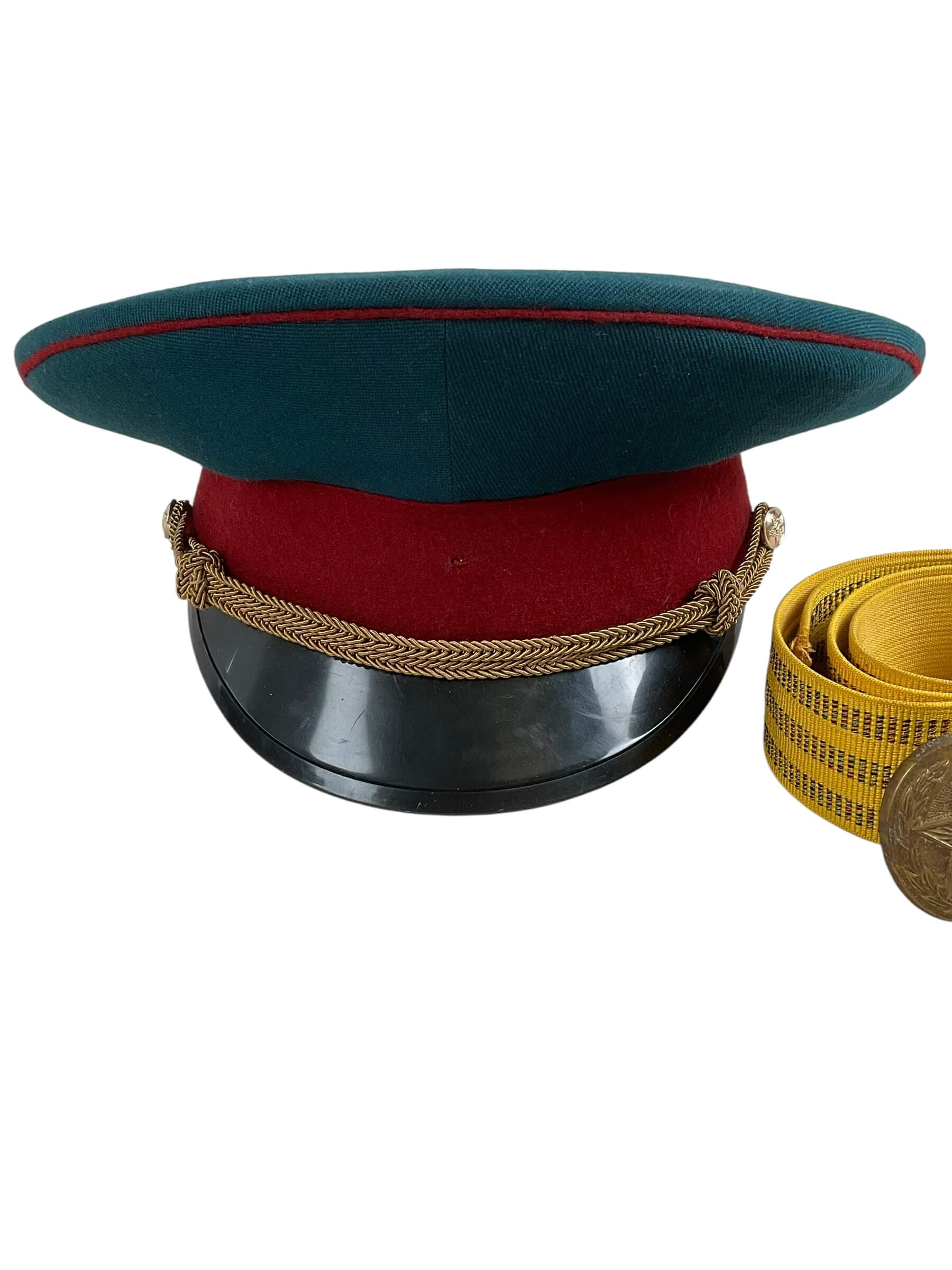 Russian Soviet Officers Peak Cap Hat Size 54 With Dress Belt Russian Soviet Officers Peak Cap Hat Size 54 With Dress Belt