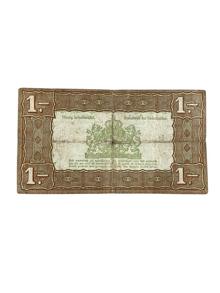 WW2 Dutch 1 Gulden Banknote Dated 1938 WW2 Dutch 1 Gulden Banknote Dated 1938