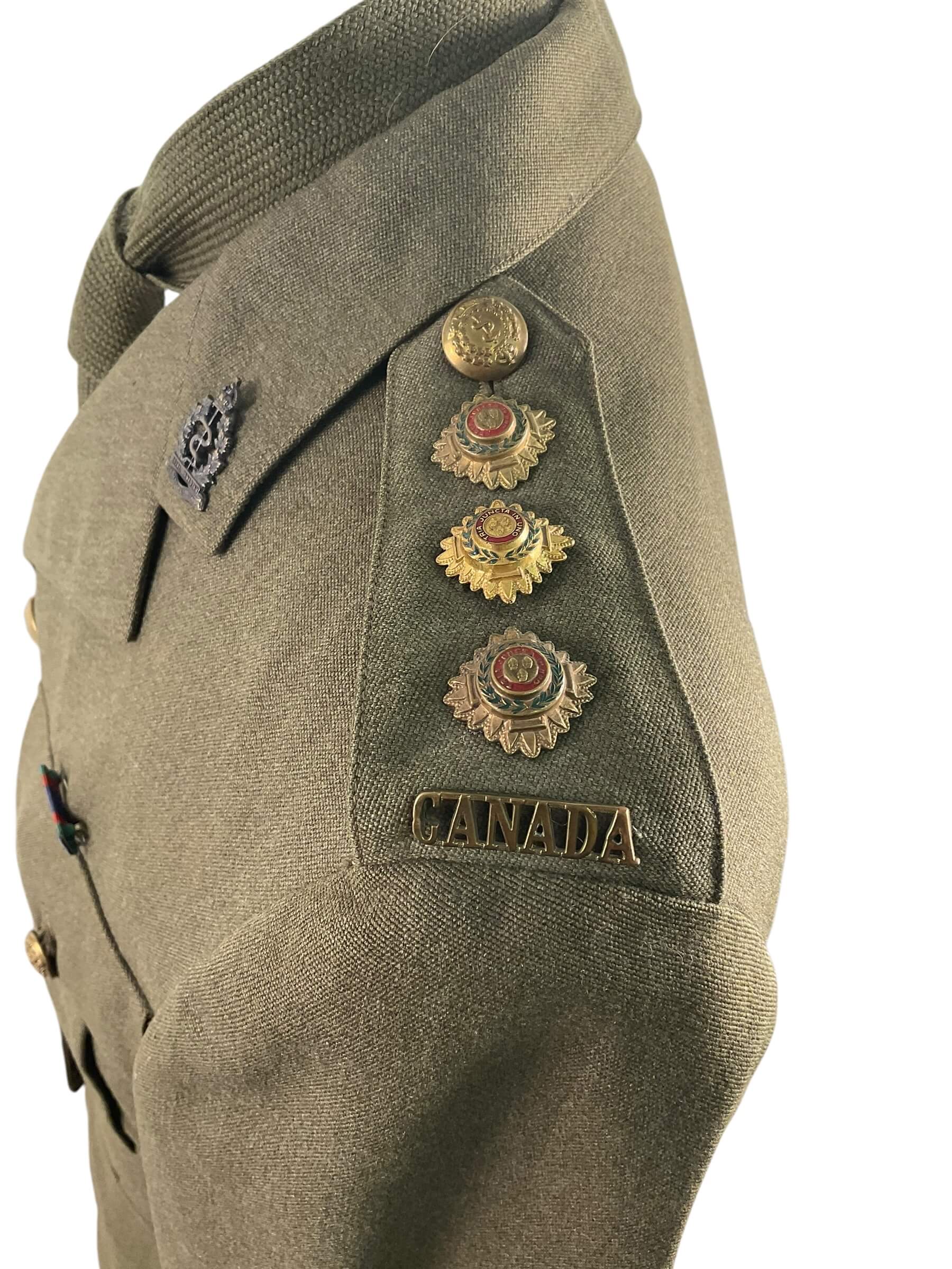 WW2 Canadian RCAMC Officers Named Service Dress With Trousers and Peak Cap Hat WW2 Canadian RCAMC Officers Named Service Dress With Trousers and Peak Cap Hat