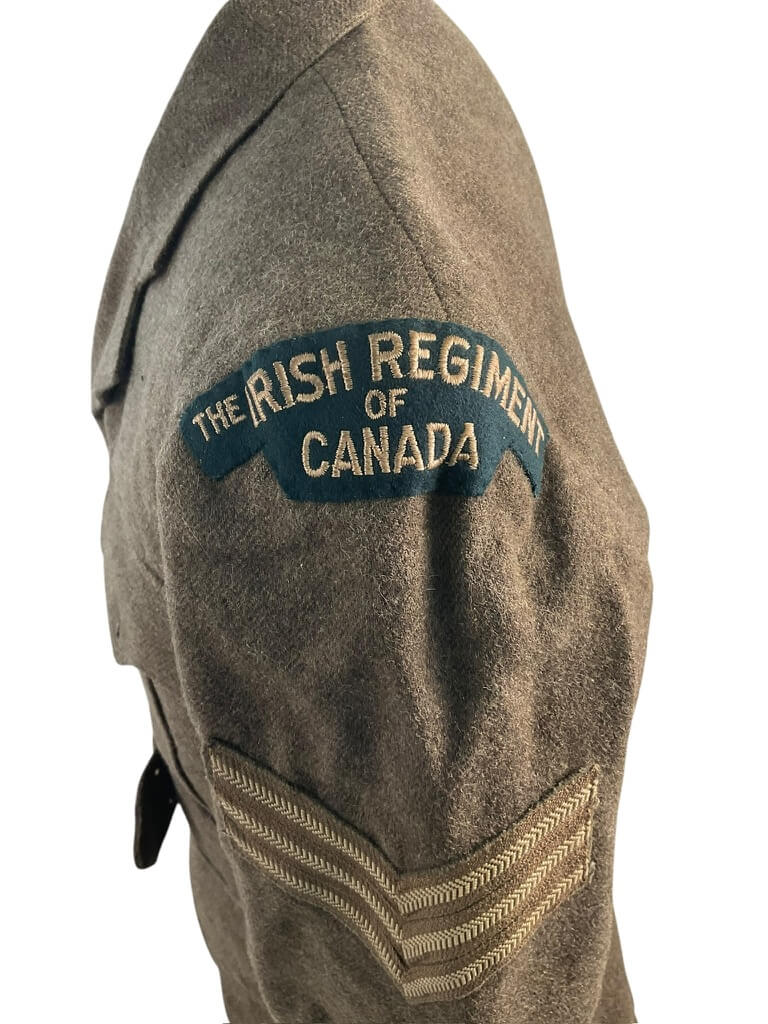 WW2 Canadian Irish Regiment of Canada Sergeants Cutaway Tunic Missing Buttons Named WW2 Canadian Irish Regiment of Canada Sergeants Cutaway Tunic Missing Buttons Named