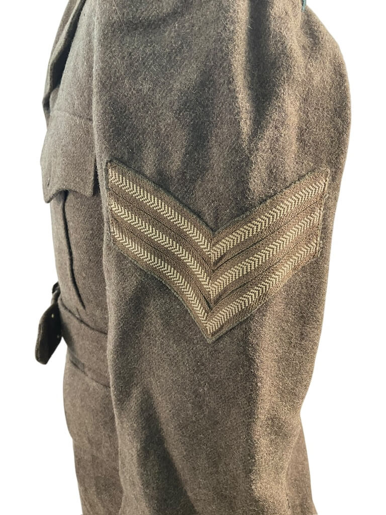WW2 Canadian Irish Regiment of Canada Sergeants Cutaway Tunic Missing Buttons Named WW2 Canadian Irish Regiment of Canada Sergeants Cutaway Tunic Missing Buttons Named