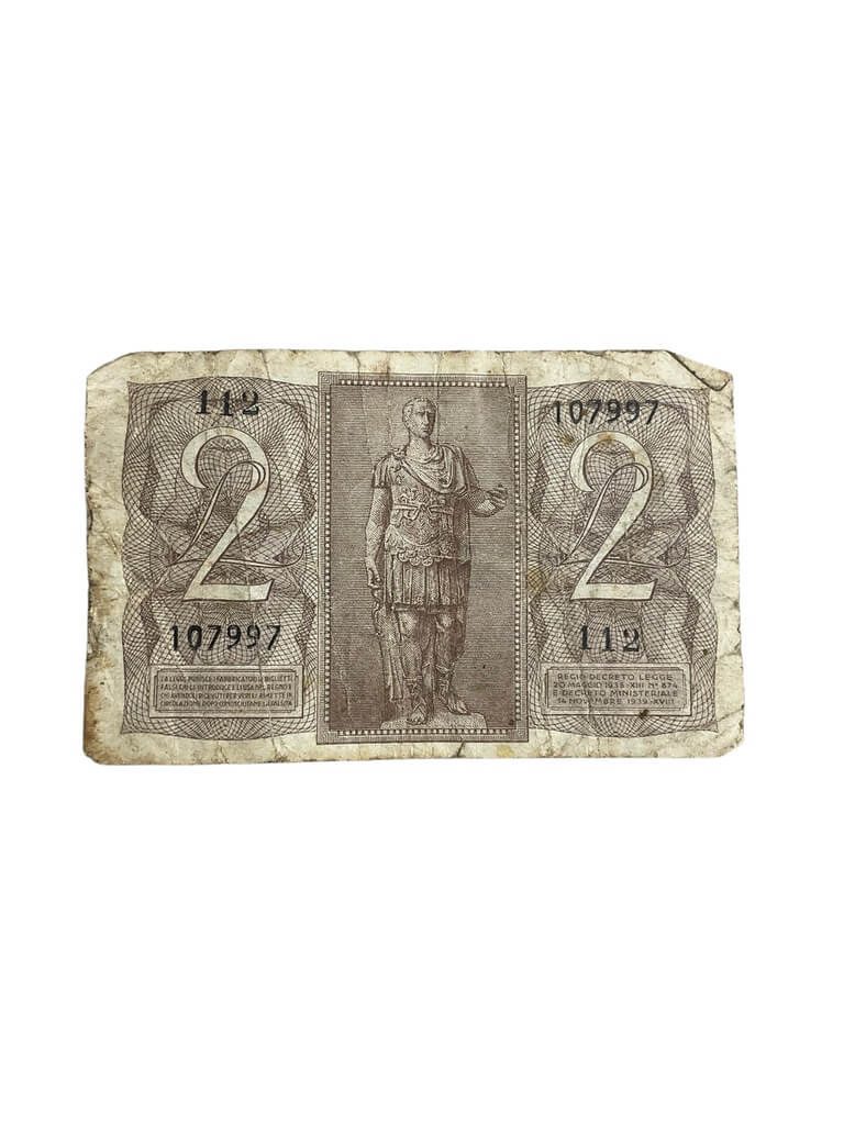 WW2 Italian 2 Lire Banknote WW2 Italian 2 Lire Banknote