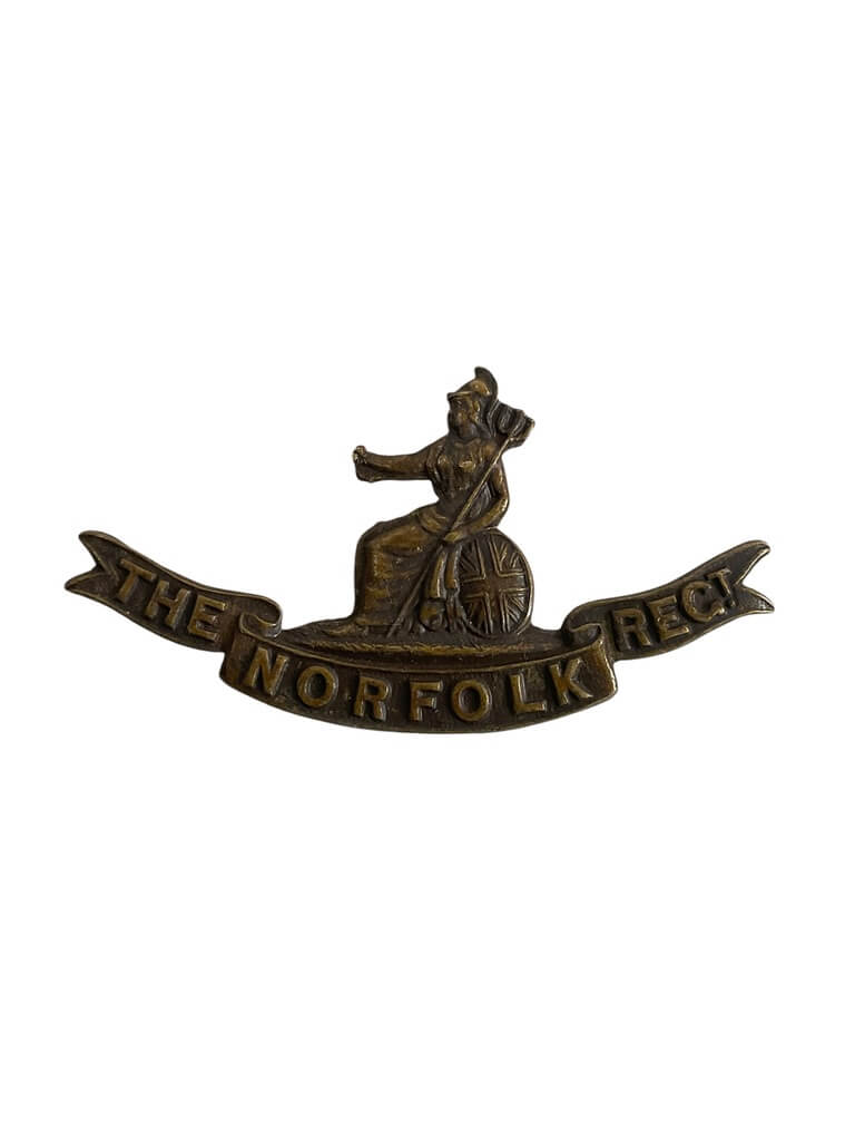 WW1 British The Norfolk Regiment OSD Officers Bronze Collar Insignia Single WW1 British The Norfolk Regiment OSD Officers Bronze Collar Insignia Single