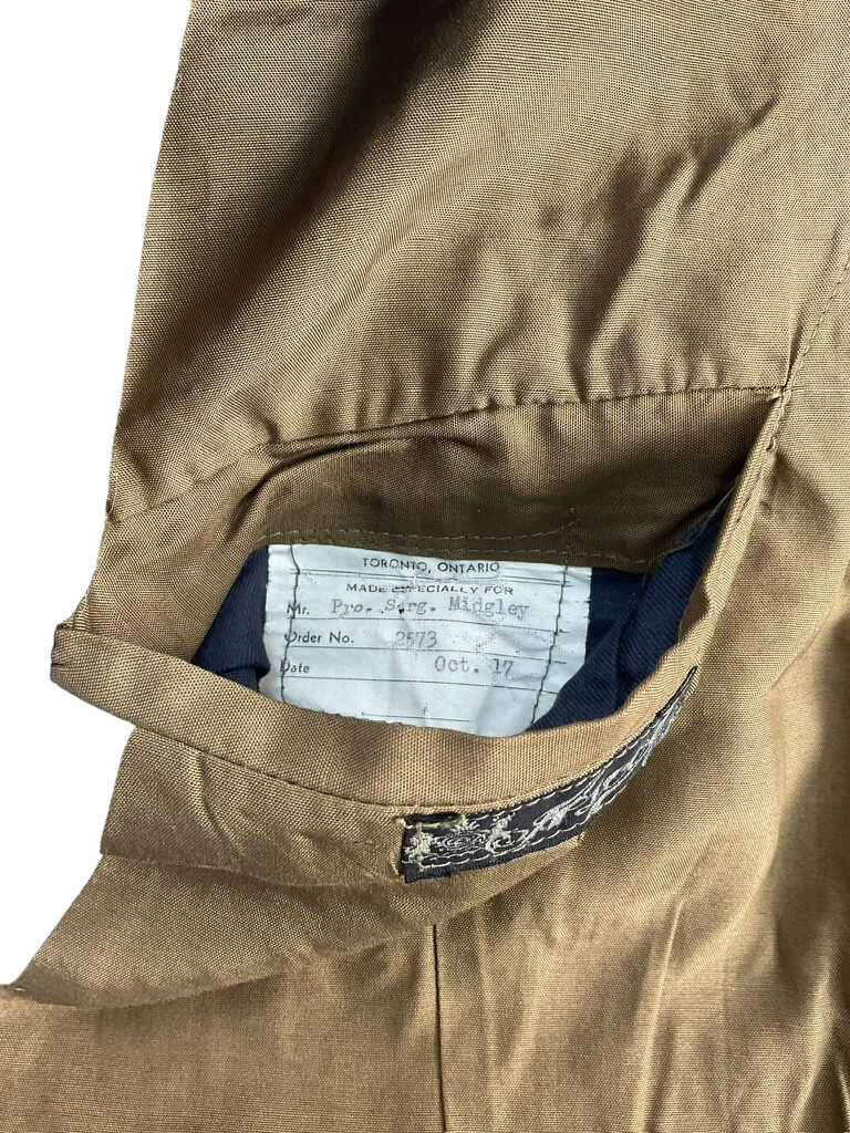 WW2 Canadian Irish Regiment of Canada Sergeants Cutaway Tunic Missing Buttons Named WW2 Canadian Irish Regiment of Canada Sergeants Cutaway Tunic Missing Buttons Named