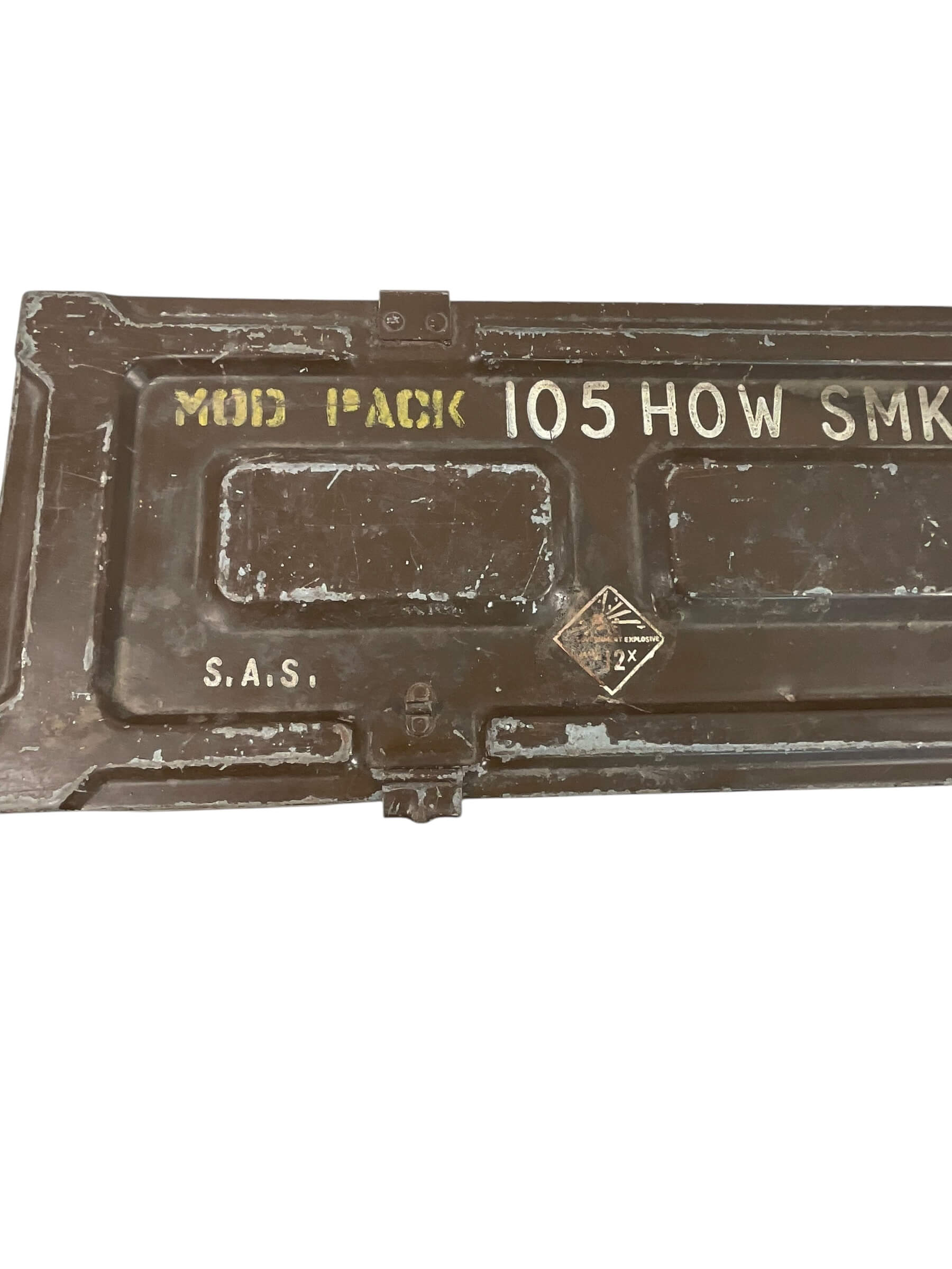 Canadian Forces 105mm Howitzer Smoke Transit Box EMPTY 33 1/2" X 10 1/2" X 6" Canadian Forces 105mm Howitzer Smoke Transit Box EMPTY 33 1/2" X 10 1/2" X 6"