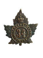 WW1 Canadian CEF 34th Battalion Collar Insignia Single