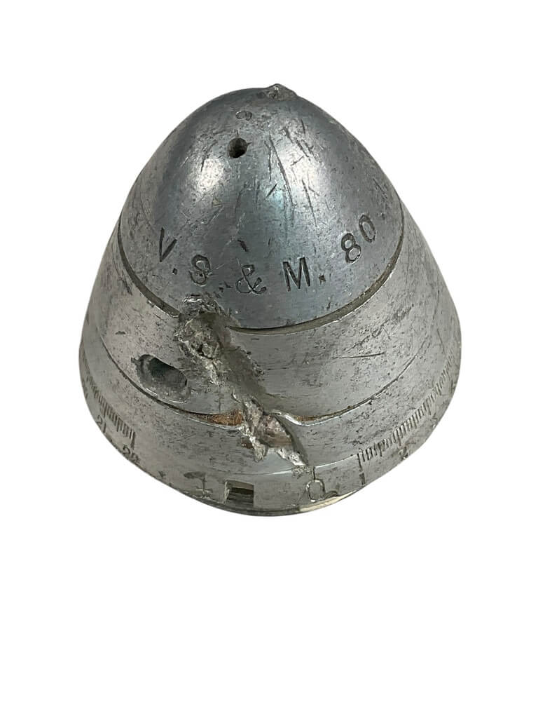 WW1 British BEF Aluminum 18 Pounder Fuse Head Dated 1906 INERT WW1 British BEF Aluminum 18 Pounder Fuse Head Dated 1906 INERT