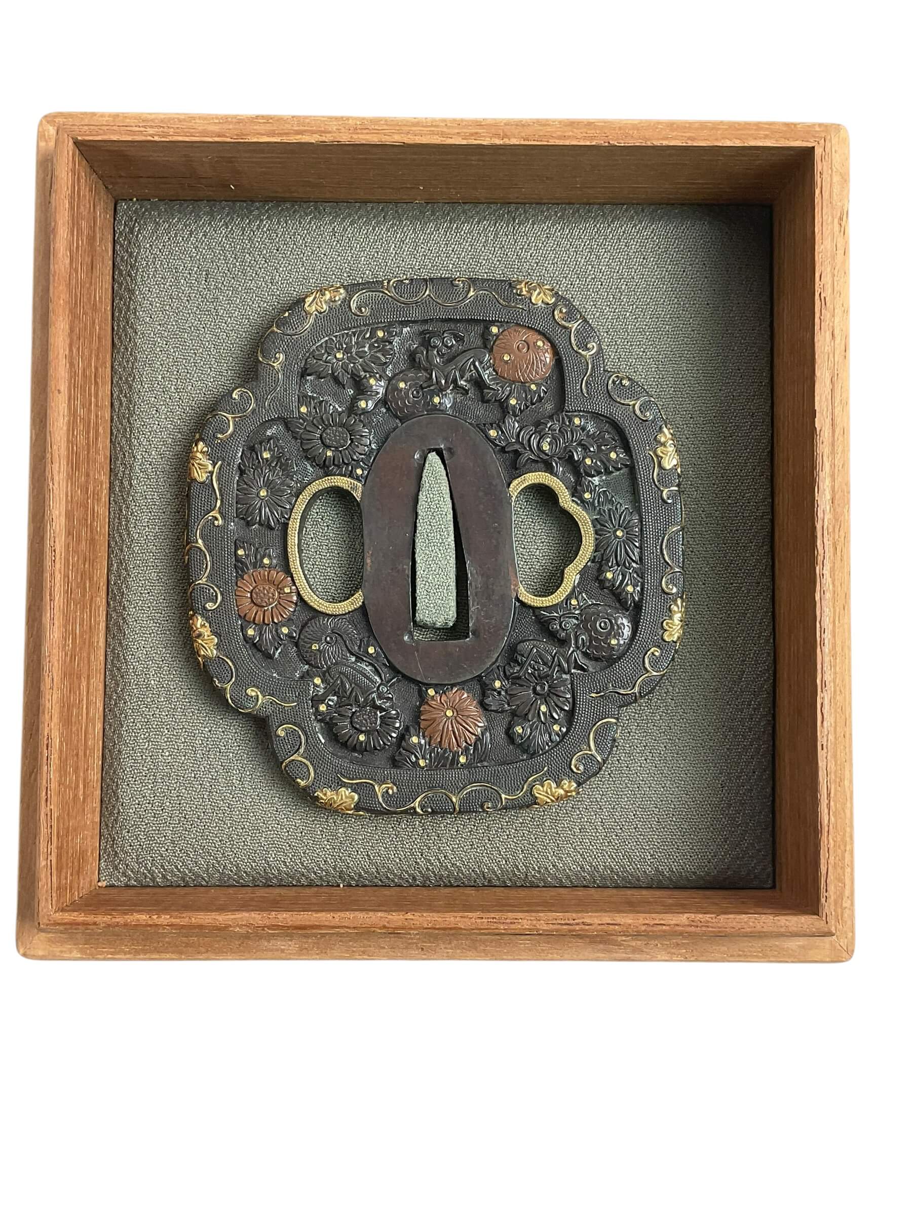 Japanese Tsuba Sword Guard With Intricate Design Japanese Tsuba Sword Guard With Intricate Design