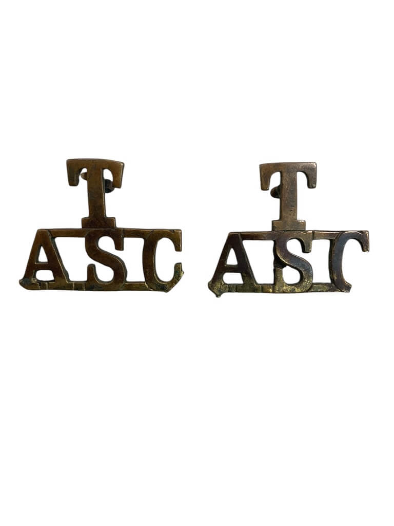 WW1 British BEF Territorial Army Service Corps Shoulder Titles Insignia Pair WW1 British BEF Territorial Army Service Corps Shoulder Titles Insignia Pair