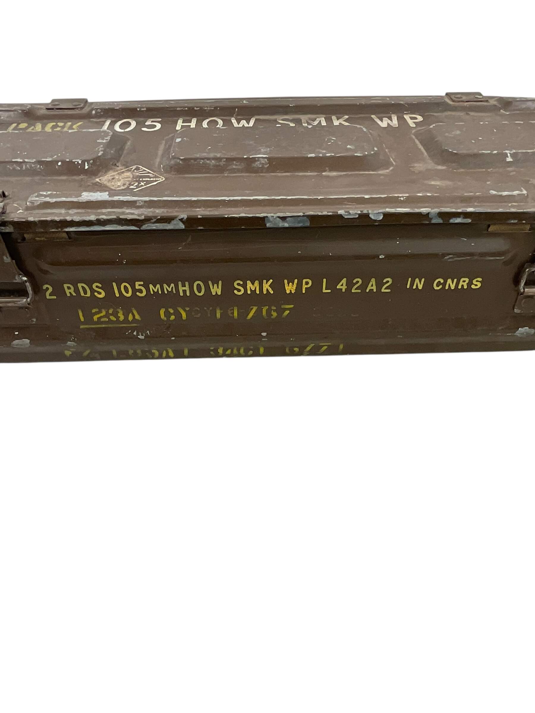 Canadian Forces 105mm Howitzer Smoke Transit Box EMPTY 33 1/2" X 10 1/2" X 6" Canadian Forces 105mm Howitzer Smoke Transit Box EMPTY 33 1/2" X 10 1/2" X 6"