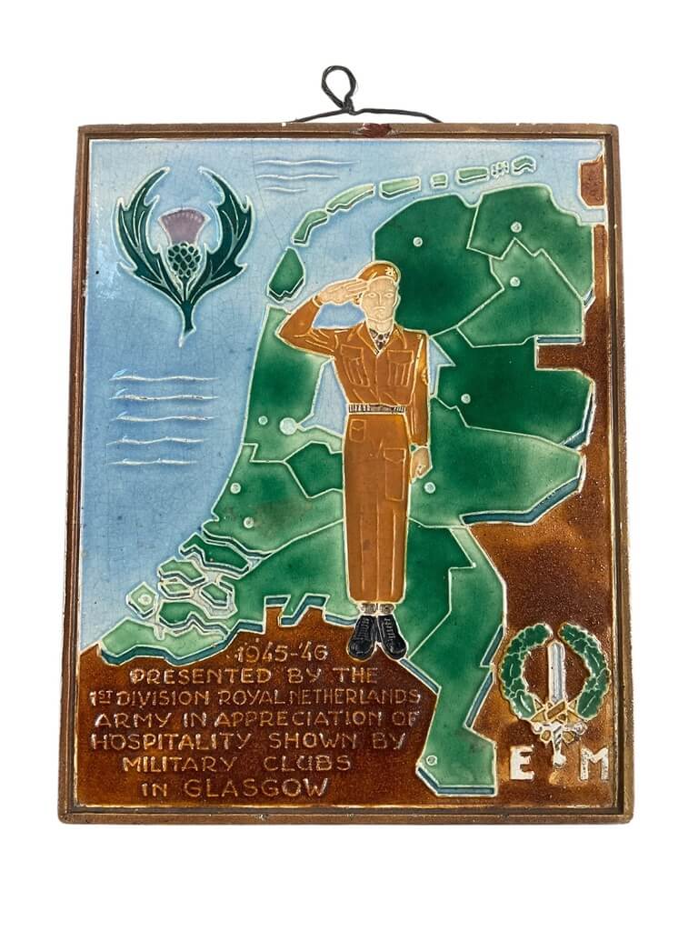 WW2 Dutch Army Glasgow Scotland Ceramic Plaque 7 3/4" X 6" WW2 Dutch Army Glasgow Scotland Ceramic Plaque 7 3/4" X 6"
