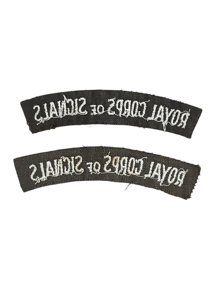 WW2 British Royal Corps of Signals Shoulder Titles Insignia Pair WW2 British Royal Corps of Signals Shoulder Titles Insignia Pair