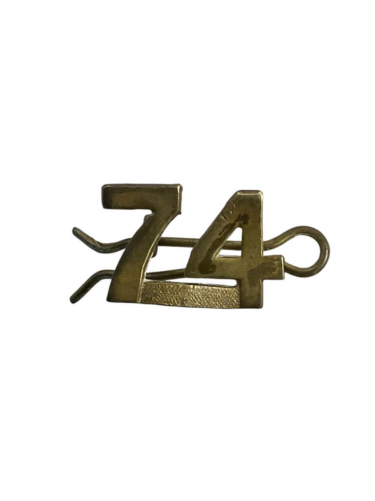 WW1 Canadian CEF 74th Battalion Shoulder Number Insignia Single WW1 Canadian CEF 74th Battalion Shoulder Number Insignia Single
