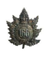 WW1 Canadian CEF 166th Battalion Officers Cap Badge WW1 Canadian CEF 166th Battalion Officers Cap Badge