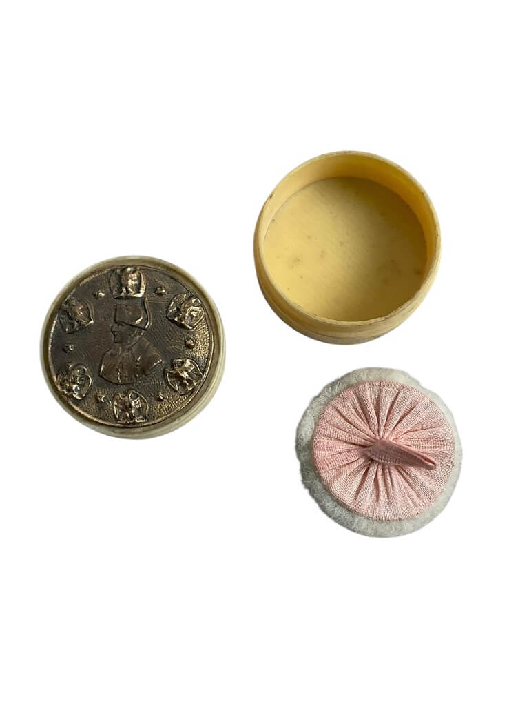 French Napoleonic Commemorative Women's Loose Powder Compact With Puff French Napoleonic Commemorative Women's Loose Powder Compact With Puff