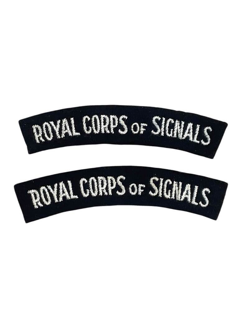 WW2 British Royal Corps of Signals Shoulder Titles Insignia Pair WW2 British Royal Corps of Signals Shoulder Titles Insignia Pair