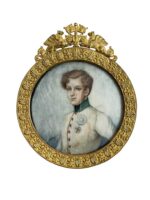 French Napoleonic Son of Napoleon Brass Framed Portrait 3 3/4" X 4 1/2"