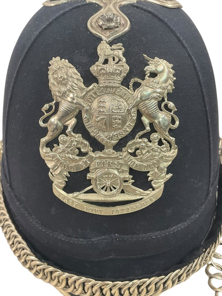 British Victorian 1st East York Artillery Officers Home Service Helmet Size 7 1/8 British Victorian 1st East York Artillery Officers Home Service Helmet Size 7 1/8