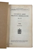 WW2 Canadian Army Training Memorandum No 17 1942 Used Hardcover Reference Book