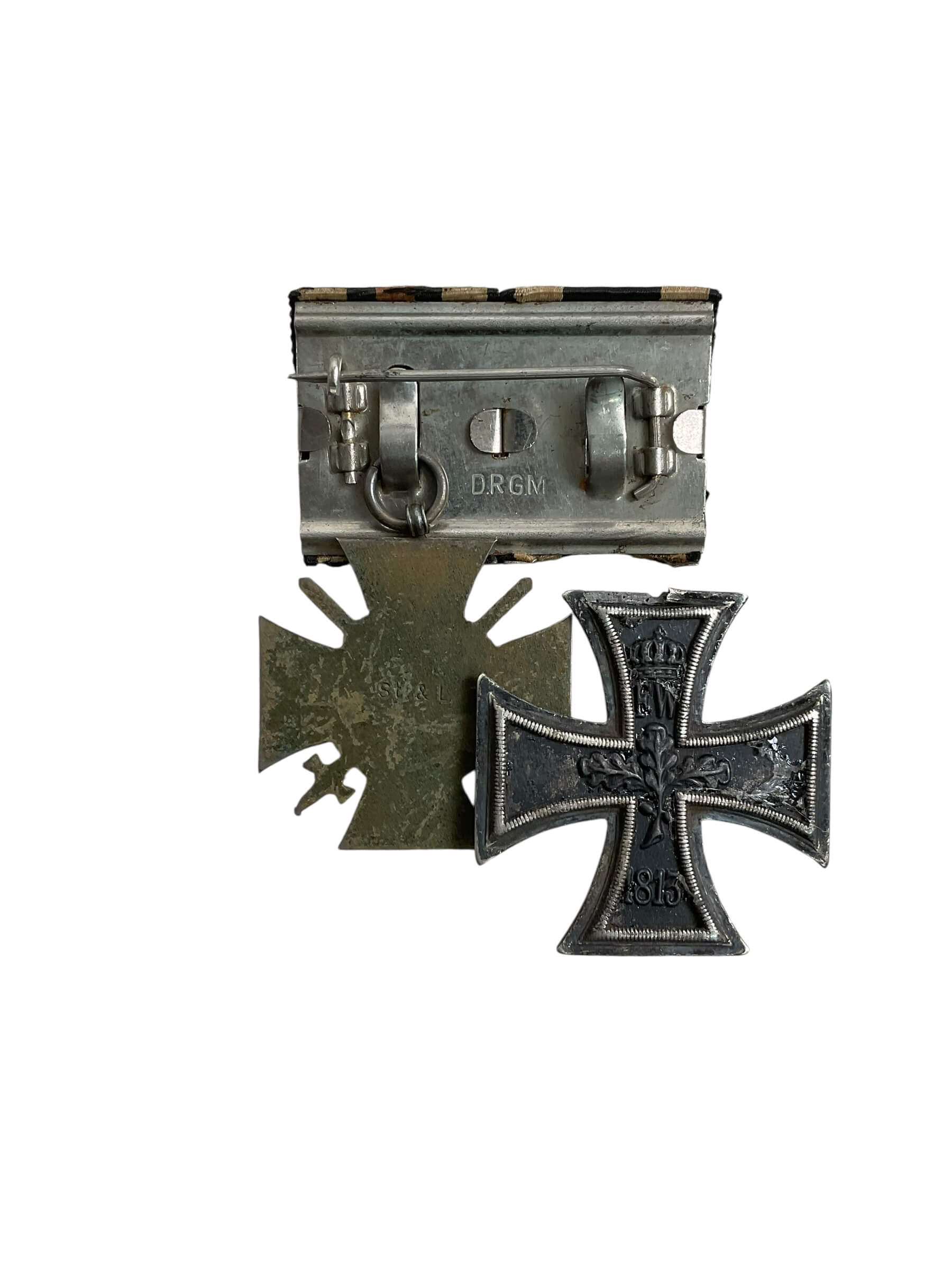 WW1 Imperial German Ribbon Bar EK2 and Hindenburg Cross with Swords WW1 Imperial German Ribbon Bar EK2 and Hindenburg Cross with Swords
