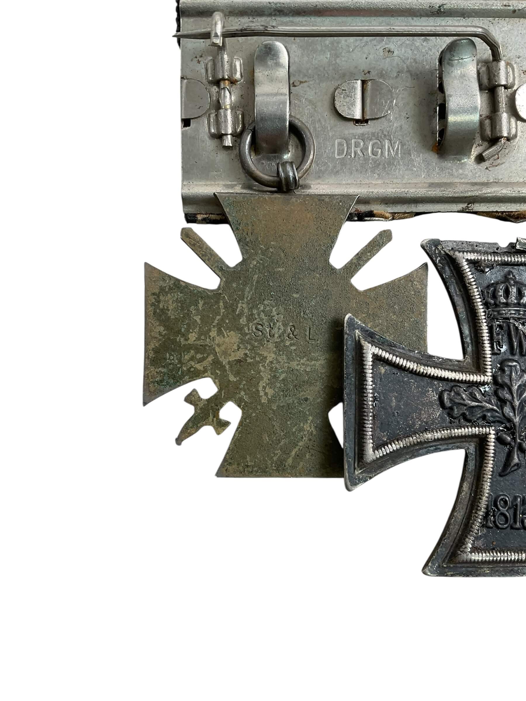 WW1 Imperial German Ribbon Bar EK2 and Hindenburg Cross with Swords WW1 Imperial German Ribbon Bar EK2 and Hindenburg Cross with Swords