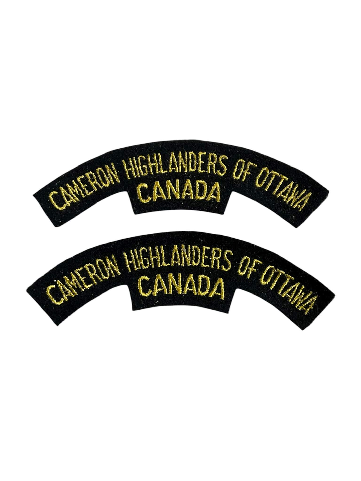 Canadian Cameron Highlanders of Ottawa Shoulder Titles Insignia Pair Canadian Cameron Highlanders of Ottawa Shoulder Titles Insignia Pair