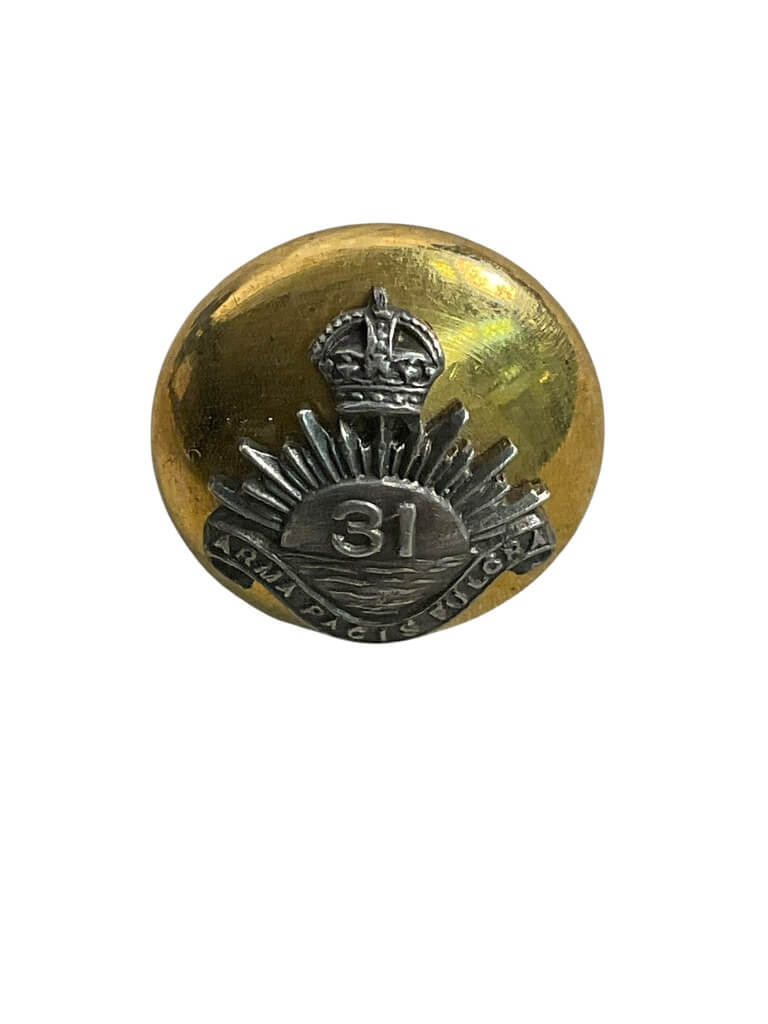 Canadian 31st British Columbia Horse Officers Small Size Peak Cap Button Canadian 31st British Columbia Horse Officers Small Size Peak Cap Button