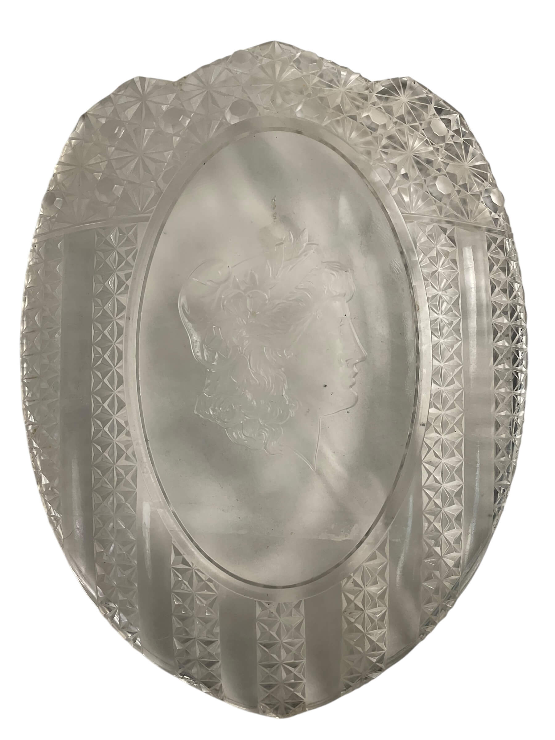US National Pattern Shield Shaped Bread Tray With JP Morgan Portrait of Lady Liberty US National Pattern Shield Shaped Bread Tray With JP Morgan Portrait of Lady Liberty